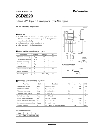 . Electronic Components Datasheets 2sd2220  . Electronic Components Datasheets Active components Transistors Panasonic 2sd2220.pdf