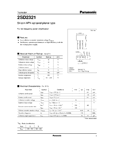 Panasonic 2sd2321  . Electronic Components Datasheets Active components Transistors Panasonic 2sd2321.pdf