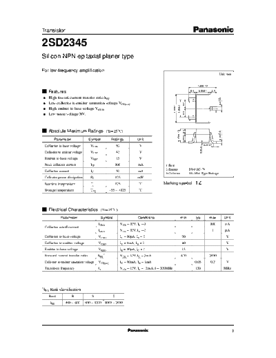 Panasonic 2sd2345  . Electronic Components Datasheets Active components Transistors Panasonic 2sd2345.pdf