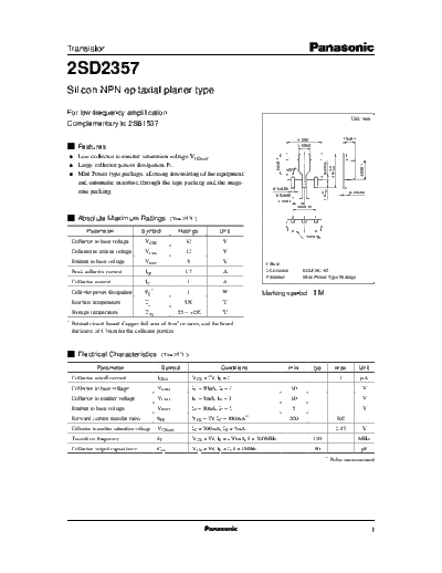 Panasonic 2sd2357  . Electronic Components Datasheets Active components Transistors Panasonic 2sd2357.pdf