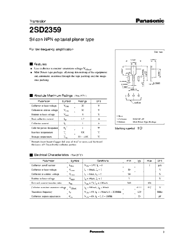 . Electronic Components Datasheets 2sd2359  . Electronic Components Datasheets Active components Transistors Panasonic 2sd2359.pdf