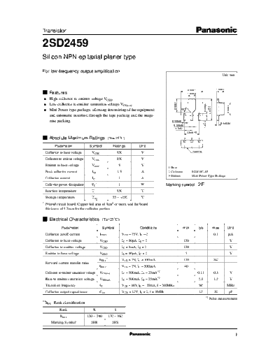 . Electronic Components Datasheets 2sd2459 e  . Electronic Components Datasheets Active components Transistors Panasonic 2sd2459_e.pdf