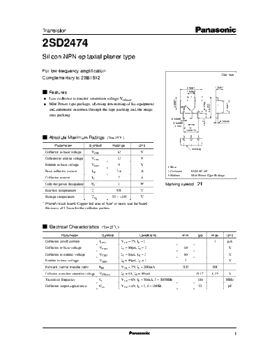 Panasonic 2sd2474 e  . Electronic Components Datasheets Active components Transistors Panasonic 2sd2474_e.pdf