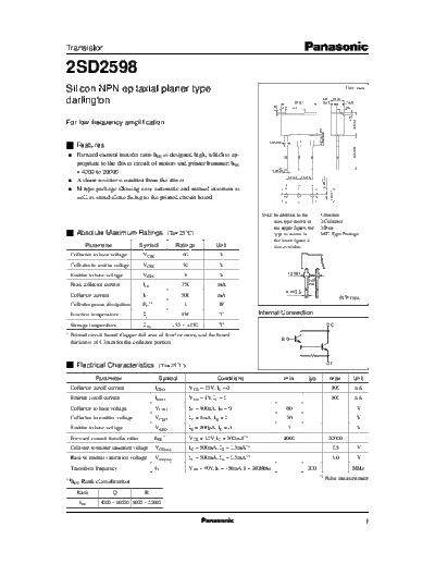 . Electronic Components Datasheets 2sd2598  . Electronic Components Datasheets Active components Transistors Panasonic 2sd2598.pdf