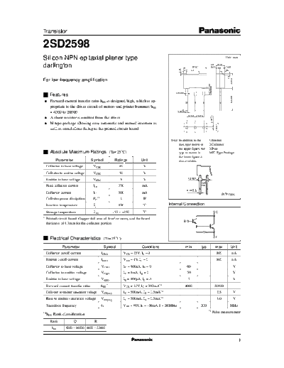 Panasonic 2sd2598 e  . Electronic Components Datasheets Active components Transistors Panasonic 2sd2598_e.pdf