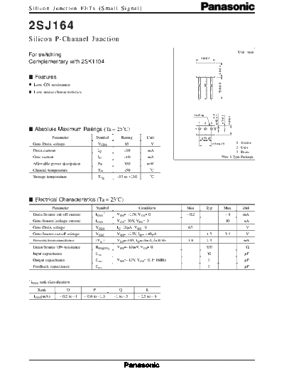 . Electronic Components Datasheets 2sj164  . Electronic Components Datasheets Active components Transistors Panasonic 2sj164.pdf