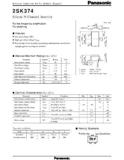 Panasonic 2sk374  . Electronic Components Datasheets Active components Transistors Panasonic 2sk374.pdf
