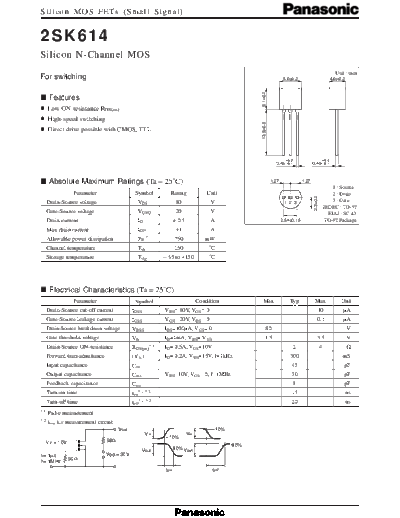 Panasonic 2sk614  . Electronic Components Datasheets Active components Transistors Panasonic 2sk614.pdf
