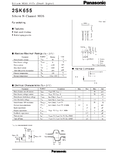 Panasonic 2sk655  . Electronic Components Datasheets Active components Transistors Panasonic 2sk655.pdf