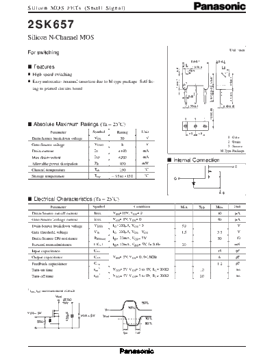 Panasonic 2sk657  . Electronic Components Datasheets Active components Transistors Panasonic 2sk657.pdf
