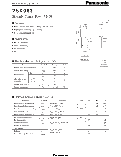 Panasonic 2sk963  . Electronic Components Datasheets Active components Transistors Panasonic 2sk963.pdf