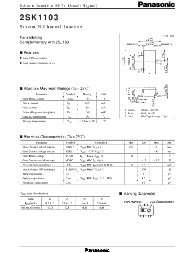 Panasonic 2sk1103  . Electronic Components Datasheets Active components Transistors Panasonic 2sk1103.pdf