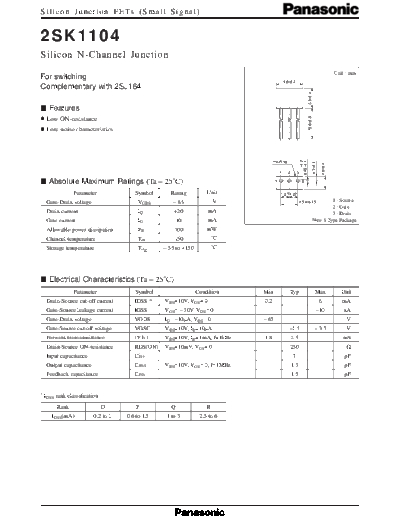 Panasonic 2sk1104  . Electronic Components Datasheets Active components Transistors Panasonic 2sk1104.pdf