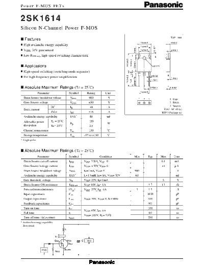 Panasonic 2sk1614  . Electronic Components Datasheets Active components Transistors Panasonic 2sk1614.pdf