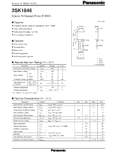 Panasonic 2sk1846  . Electronic Components Datasheets Active components Transistors Panasonic 2sk1846.pdf