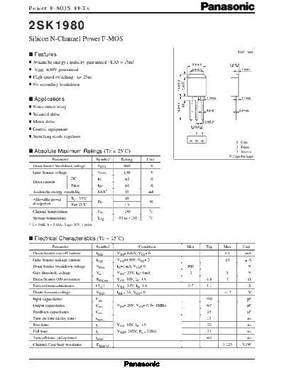 Panasonic 2sk1980  . Electronic Components Datasheets Active components Transistors Panasonic 2sk1980.pdf