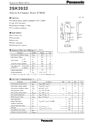 Panasonic 2sk2032  . Electronic Components Datasheets Active components Transistors Panasonic 2sk2032.pdf