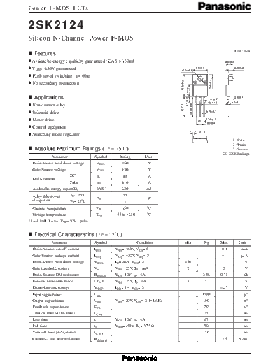 Panasonic 2sk2124  . Electronic Components Datasheets Active components Transistors Panasonic 2sk2124.pdf
