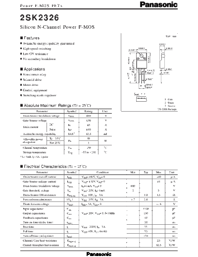 Panasonic 2sk2326  . Electronic Components Datasheets Active components Transistors Panasonic 2sk2326.pdf