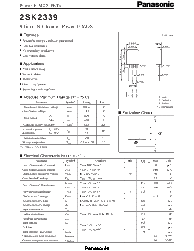 Panasonic 2sk2339  . Electronic Components Datasheets Active components Transistors Panasonic 2sk2339.pdf