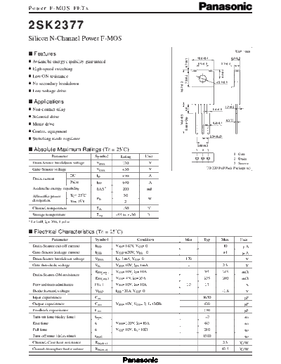 Panasonic 2sk2377  . Electronic Components Datasheets Active components Transistors Panasonic 2sk2377.pdf