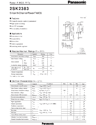 Panasonic 2sk2383  . Electronic Components Datasheets Active components Transistors Panasonic 2sk2383.pdf
