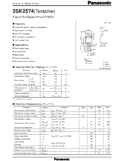 . Electronic Components Datasheets 2sk2574  . Electronic Components Datasheets Active components Transistors Panasonic 2sk2574.pdf