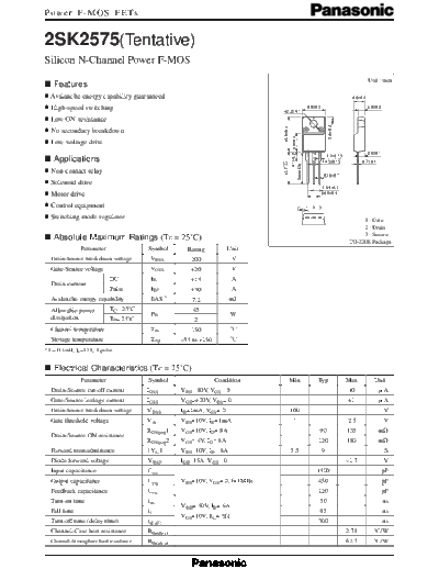Panasonic 2sk2575  . Electronic Components Datasheets Active components Transistors Panasonic 2sk2575.pdf