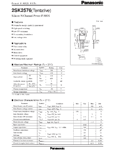 Panasonic 2sk2576  . Electronic Components Datasheets Active components Transistors Panasonic 2sk2576.pdf