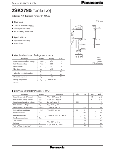 Panasonic 2sk2790  . Electronic Components Datasheets Active components Transistors Panasonic 2sk2790.pdf