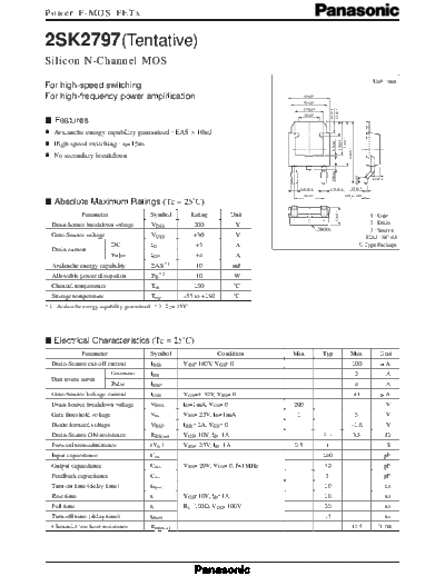 Panasonic 2sk2797  . Electronic Components Datasheets Active components Transistors Panasonic 2sk2797.pdf