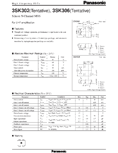 Panasonic 3sk302  . Electronic Components Datasheets Active components Transistors Panasonic 3sk302.pdf