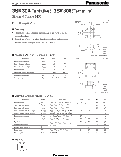 Panasonic 3sk304  . Electronic Components Datasheets Active components Transistors Panasonic 3sk304.pdf