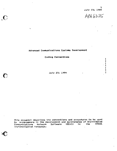 cdc ARH6325 Advanced Comm Systems Development Coding Conventions Jul84  . Rare and Ancient Equipment cdc cyber comm cdcnet ARH6325_Advanced_Comm_Systems_Development_Coding_Conventions_Jul84.pdf