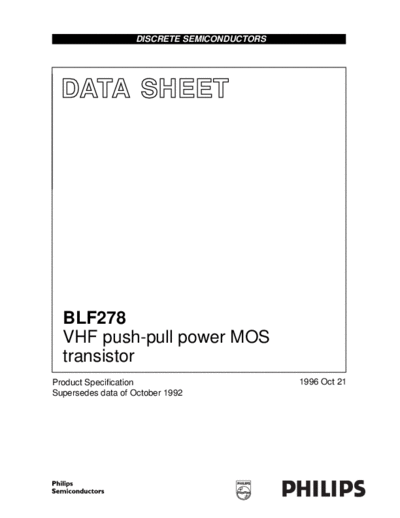 . Electronic Components Datasheets blf278 3  . Electronic Components Datasheets Active components Transistors Philips blf278_3.pdf