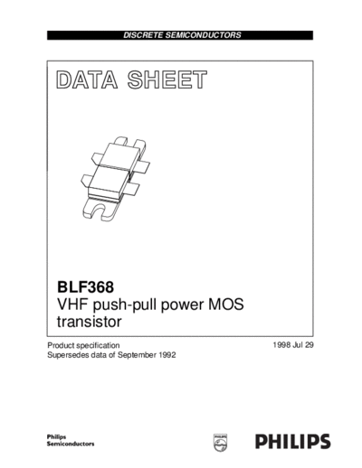 Philips blf368  . Electronic Components Datasheets Active components Transistors Philips blf368.pdf