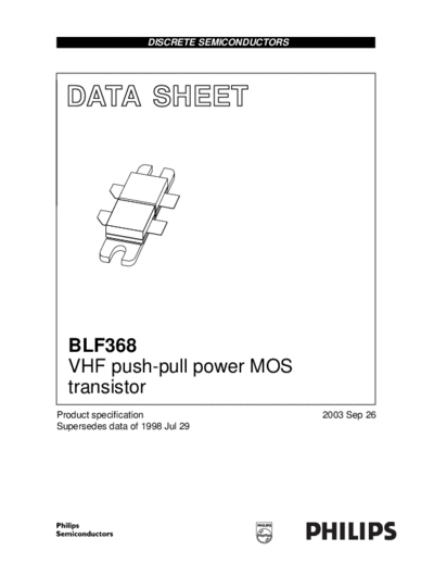 Philips blf368 2  . Electronic Components Datasheets Active components Transistors Philips blf368_2.pdf