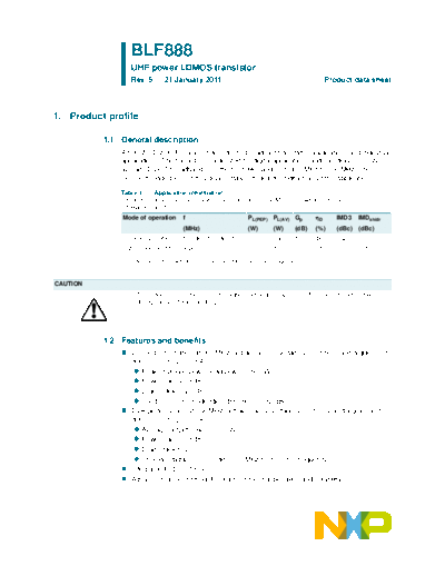 Philips blf888  . Electronic Components Datasheets Active components Transistors Philips blf888.pdf