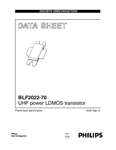 Philips blf2022-70  . Electronic Components Datasheets Active components Transistors Philips blf2022-70.pdf