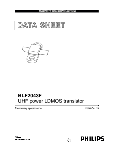 Philips blf2043f n 1  . Electronic Components Datasheets Active components Transistors Philips blf2043f_n_1.pdf