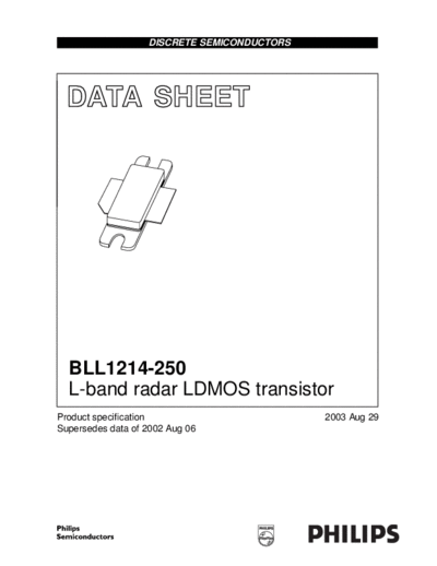 Philips bll1214-250  . Electronic Components Datasheets Active components Transistors Philips bll1214-250.pdf