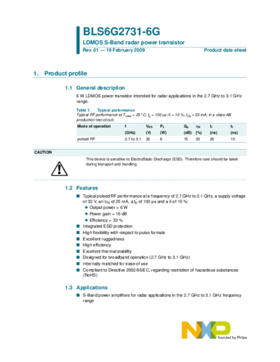 Philips bls6g2731-6g  . Electronic Components Datasheets Active components Transistors Philips bls6g2731-6g.pdf