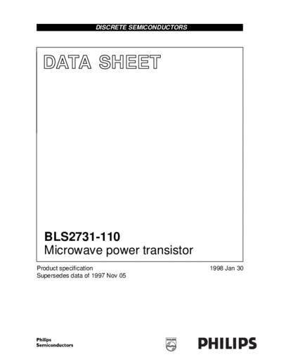Philips bls2731 110 4  . Electronic Components Datasheets Active components Transistors Philips bls2731_110_4.pdf