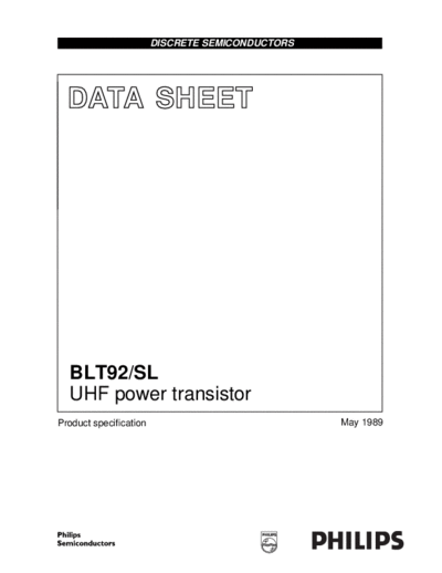 Philips blt92  . Electronic Components Datasheets Active components Transistors Philips blt92.pdf
