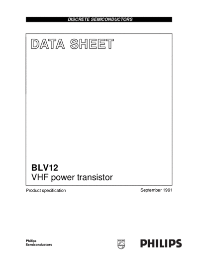 Philips blv12  . Electronic Components Datasheets Active components Transistors Philips blv12.pdf