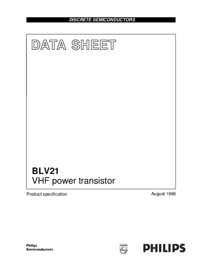 Philips blv21  . Electronic Components Datasheets Active components Transistors Philips blv21.pdf