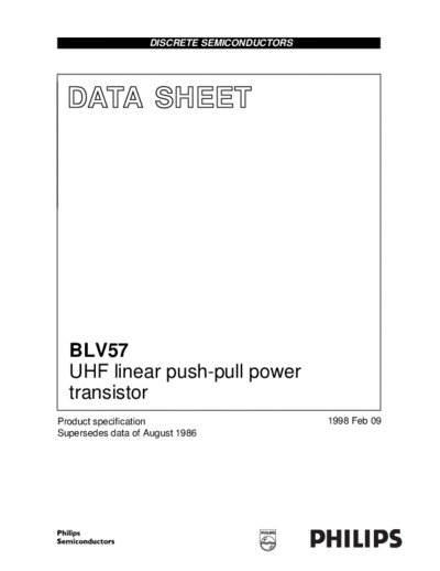 Philips blv57  . Electronic Components Datasheets Active components Transistors Philips blv57.pdf