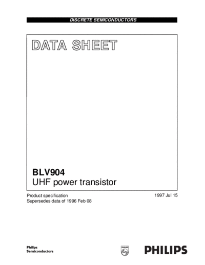 Philips blv904  . Electronic Components Datasheets Active components Transistors Philips blv904.pdf