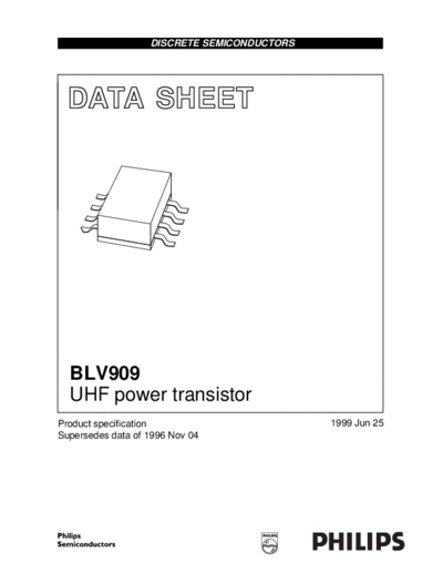 Philips blv909  . Electronic Components Datasheets Active components Transistors Philips blv909.pdf