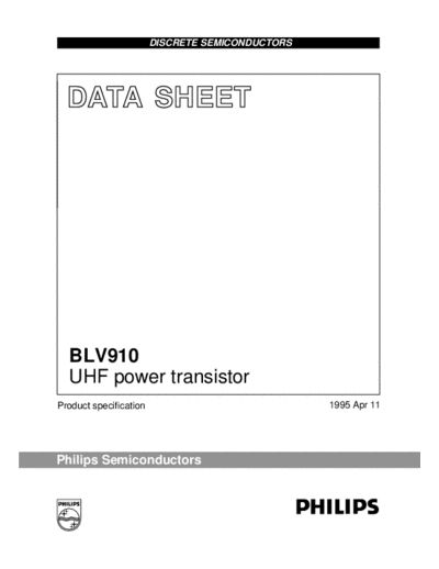 Philips blv910  . Electronic Components Datasheets Active components Transistors Philips blv910.pdf